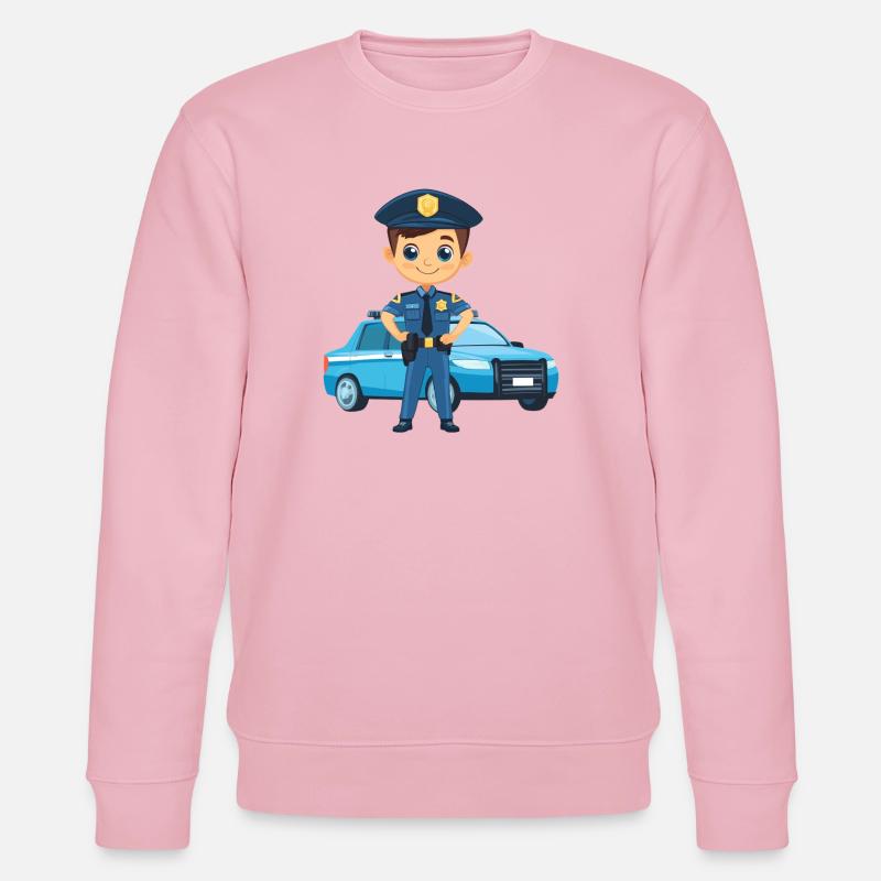 Polizeiheld Cartoon vor Polizeiauto - Stanley/Stella Unisex Bio-Sweatshirt CHANGER  - Hellrosa