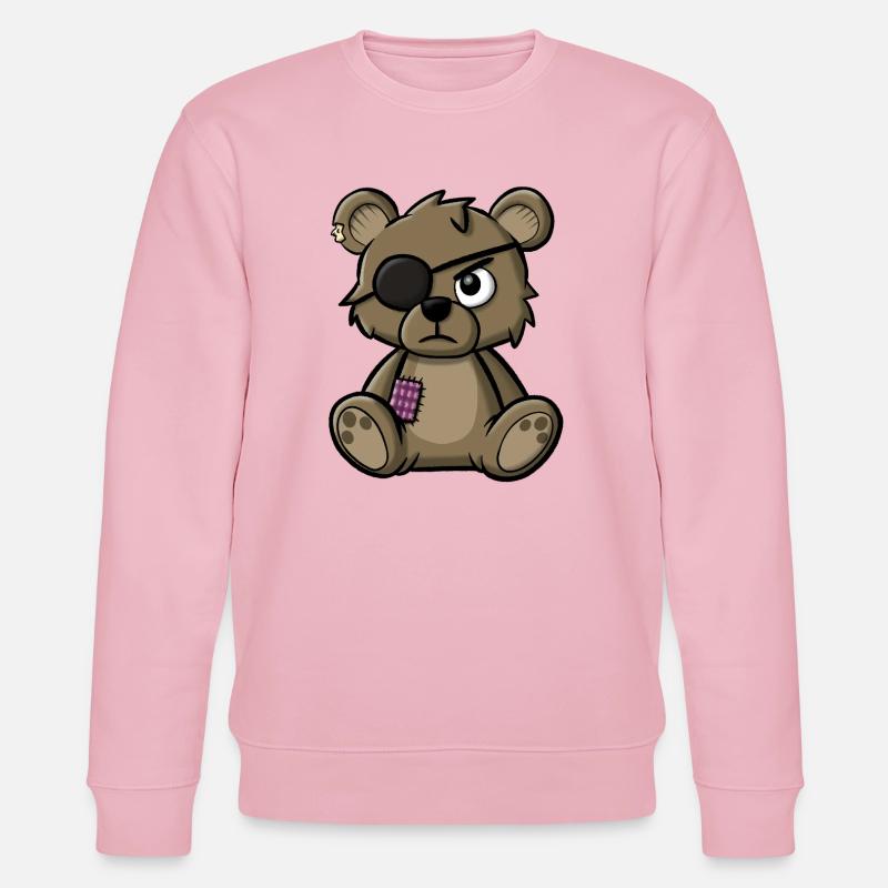 Ours en peluche avec cache-œil - Sweat bio CHANGER Stanley/Stella Unisexe - rose pâle