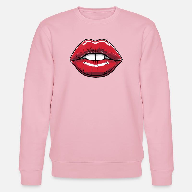 Kussmund Comic-Style Lippe Rot - Stanley/Stella Unisex Bio-Sweatshirt CHANGER  - Hellrosa