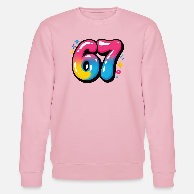 67 bunt sechs sieben bunte Luftballons - Stanley/Stella Unisex Bio-Sweatshirt CHANGER  - Hellrosa