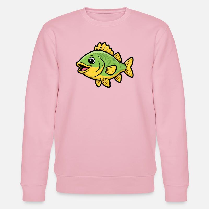 Süßer Flussbarsch Comic Fisch Bunt - Stanley/Stella Unisex Bio-Sweatshirt CHANGER  - Hellrosa