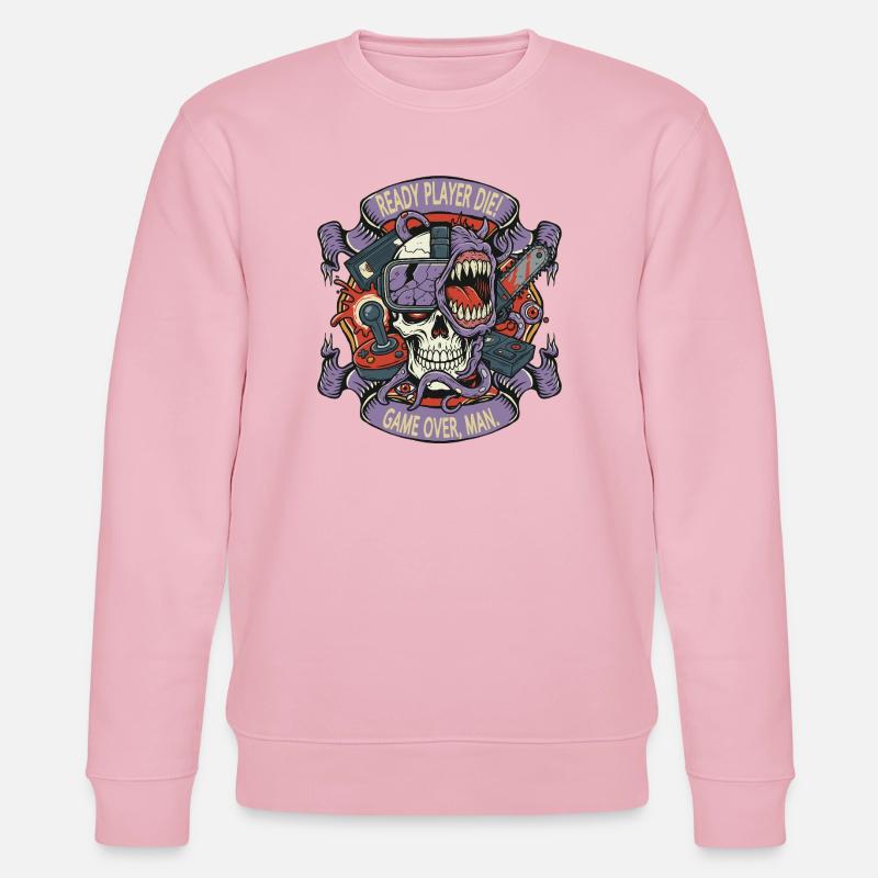 Ready Player Die Schädel - Stanley/Stella Unisex Bio-Sweatshirt CHANGER  - Hellrosa