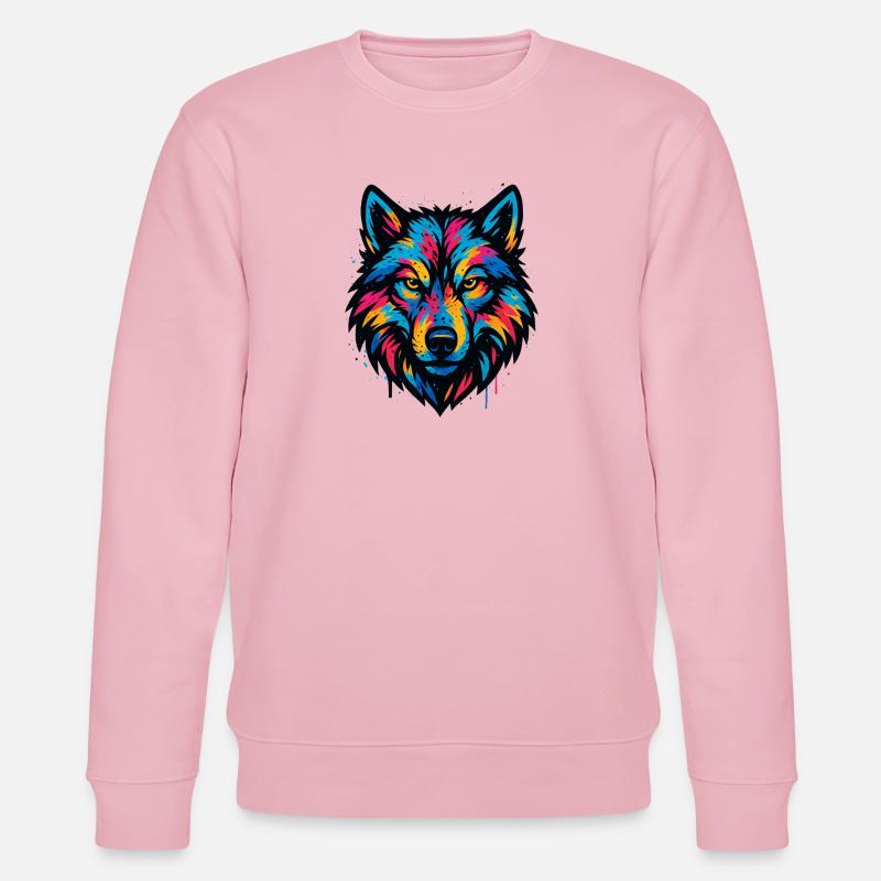 Neonwolf Kopf Kunst - Stanley/Stella Unisex Bio-Sweatshirt CHANGER  - Hellrosa
