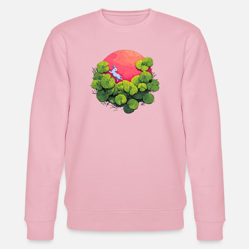 Moonlight Bunny in Leaf Forest - Stanley/Stella CHANGER Unisex Organic Sweatshirt - cotton pink