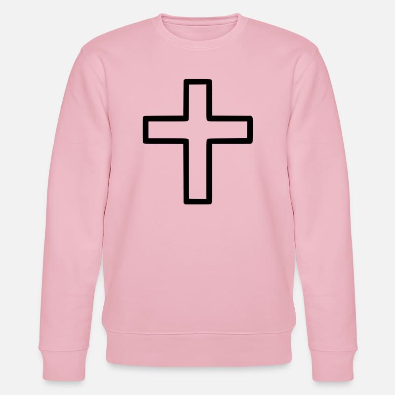 Dickes Kreuz Outline Comic Symbol - Stanley/Stella Unisex Bio-Sweatshirt CHANGER  - Hellrosa