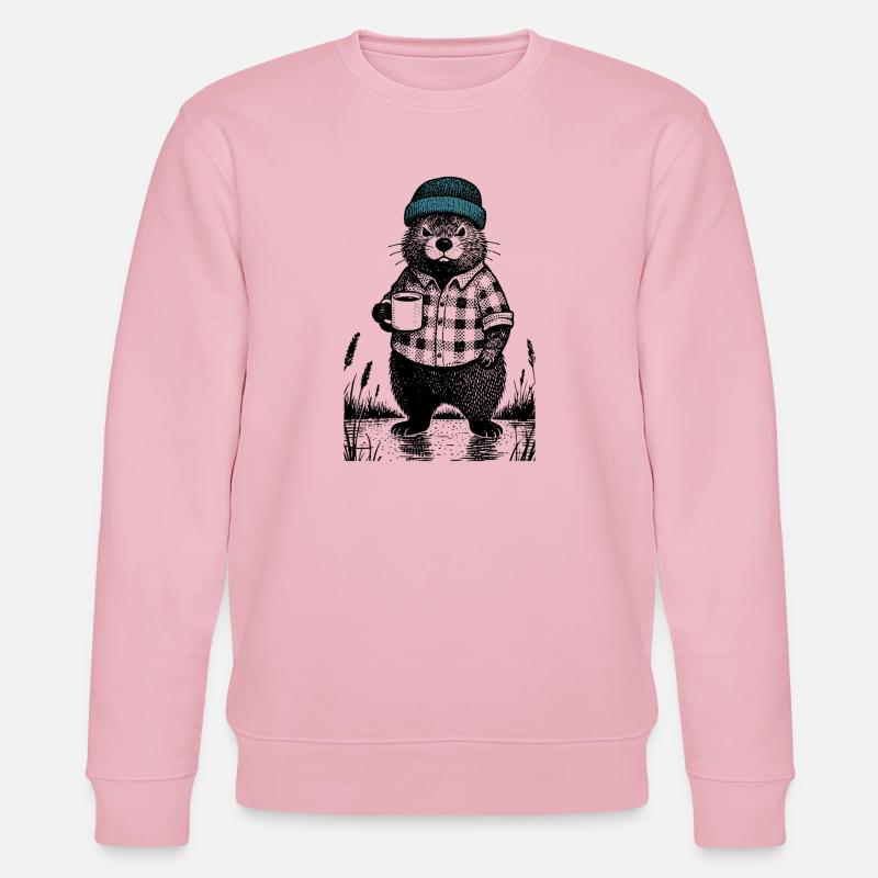 Launischer Bieber mit Kaffee - Stanley/Stella Unisex Bio-Sweatshirt CHANGER  - Hellrosa