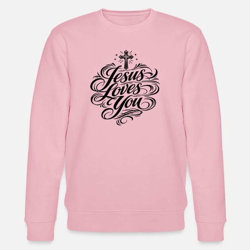 Jesus Liebt Dich Spruch - Stanley/Stella Unisex Bio-Sweatshirt CHANGER  - Hellrosa