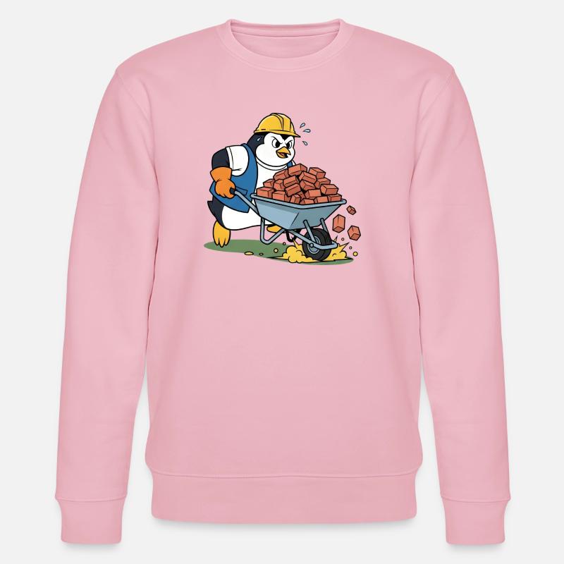Süßer Pinguin Handwerker Bauarbeiter Baustelle - Stanley/Stella Unisex Bio-Sweatshirt CHANGER  - Hellrosa