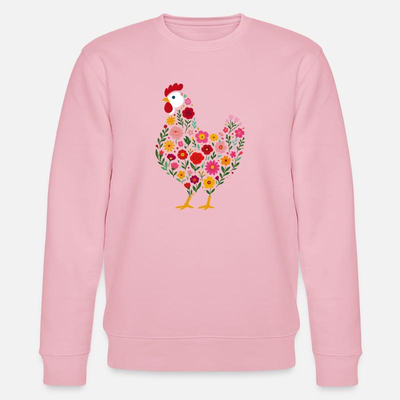 Fleurs de poulet poule poule - Sweat bio CHANGER Stanley/Stella Unisexe - rose pâle