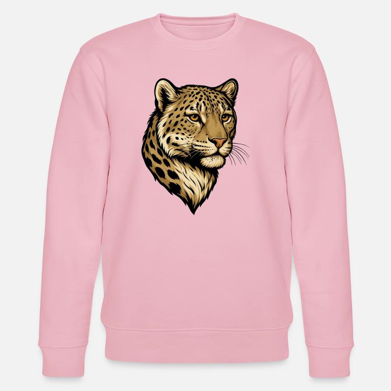 Illustration de tête de léopard - Sweat bio CHANGER Stanley/Stella Unisexe - rose pâle
