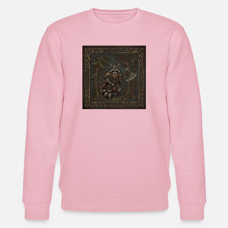 Wikinger Waschbär Krieger Mit Runenaxt - Stanley/Stella Unisex Bio-Sweatshirt CHANGER  - Hellrosa