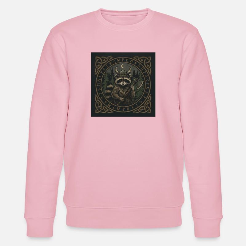 Wikinger Waschbär Krieger Mit Axt Runen - Stanley/Stella Unisex Bio-Sweatshirt CHANGER  - Hellrosa
