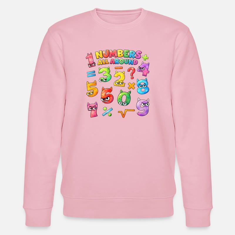 Rainbow Math Faces & Numbers - Stanley/Stella CHANGER Unisex Organic Sweatshirt - cotton pink