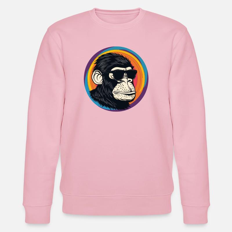 Bande dessinée Lunettes de Soleil Singe - Sweat bio CHANGER Stanley/Stella Unisexe - rose pâle