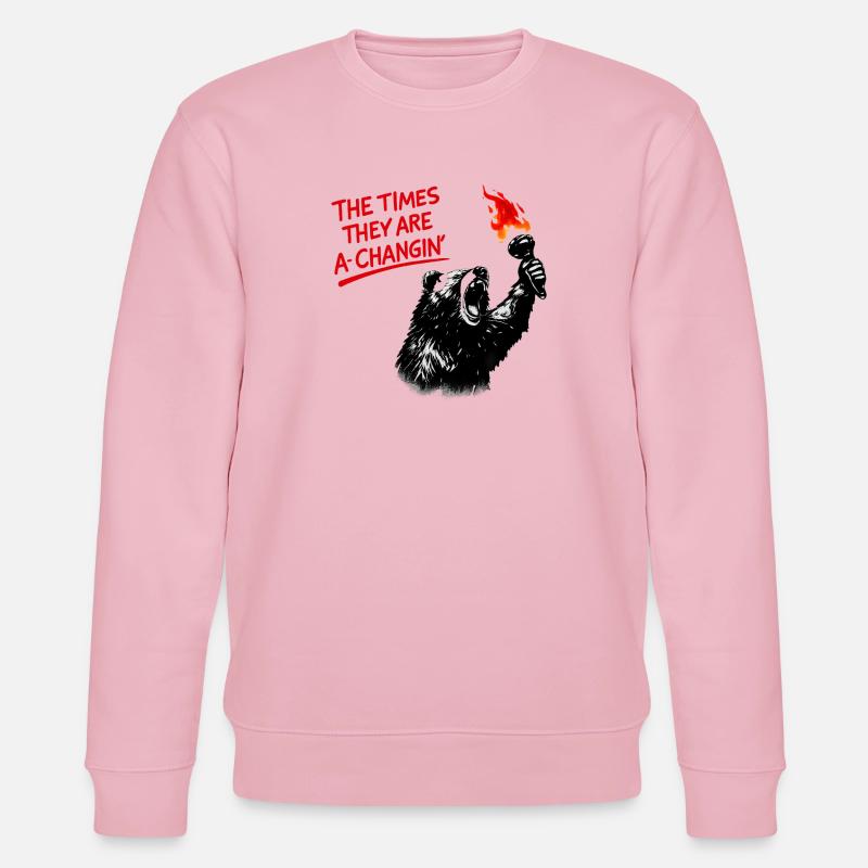 Wandelnder Bär mit Feuerfackel - Stanley/Stella Unisex Bio-Sweatshirt CHANGER  - Hellrosa