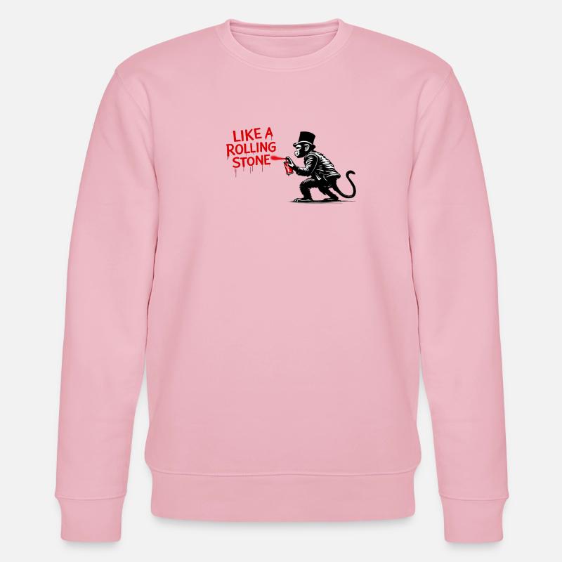 Like a Rolling Stone Monkey - Stanley/Stella CHANGER Unisex Organic Sweatshirt - cotton pink
