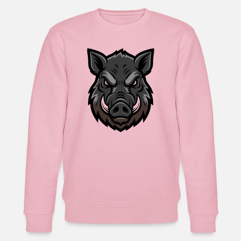 Wildschwein Kopf Maskottchen Aggressiv - Stanley/Stella Unisex Bio-Sweatshirt CHANGER  - Hellrosa