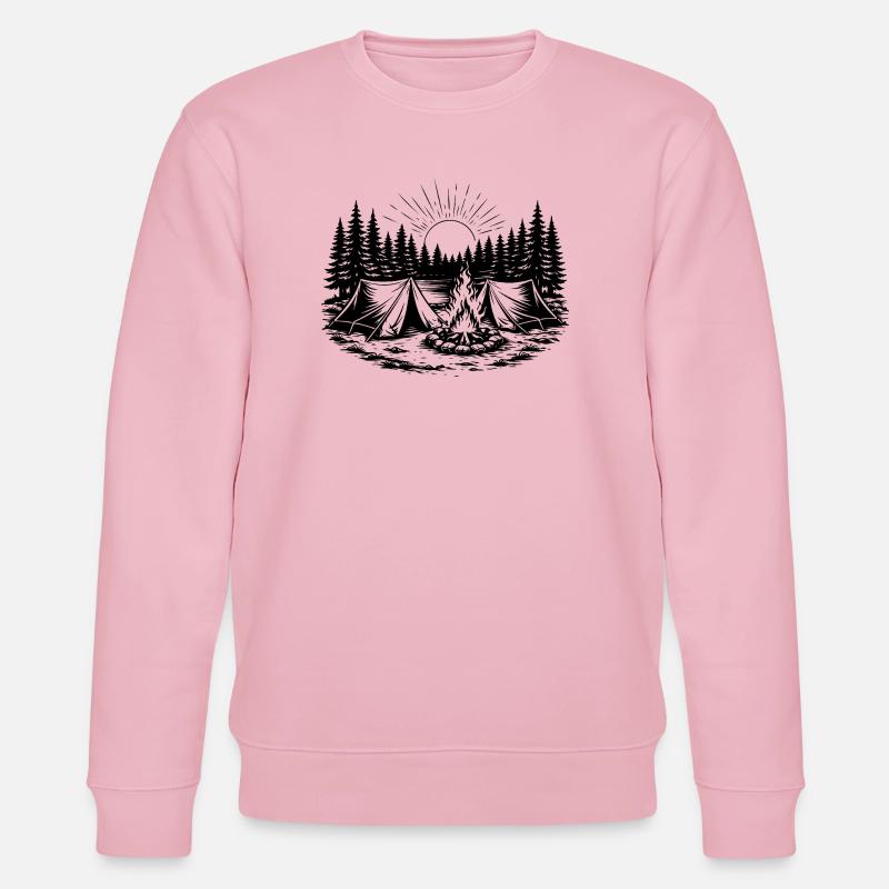 Camping Zelt Wald Landschaft - Stanley/Stella Unisex Bio-Sweatshirt CHANGER  - Hellrosa