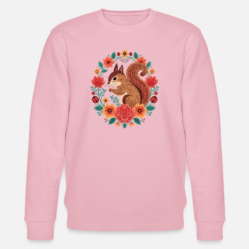 Eichhörnchen im Blumenkreis - Stanley/Stella Unisex Bio-Sweatshirt CHANGER - Hellrosa