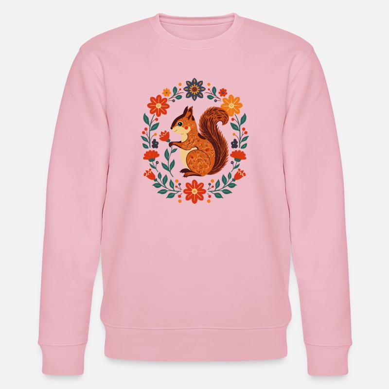 Blumenkranz-Eichhörnchen - Stanley/Stella Unisex Bio-Sweatshirt CHANGER  - Hellrosa