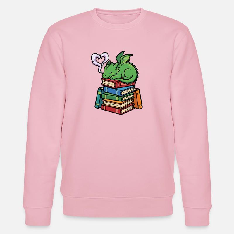Süßes Buch-Drachen-Lese-Fantasie-Geschenk - Stanley/Stella Unisex Bio-Sweatshirt CHANGER  - Hellrosa
