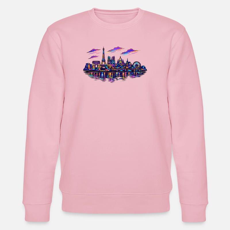 Paris Neon Skyline Stadt Frankreich - Stanley/Stella Unisex Bio-Sweatshirt CHANGER  - Hellrosa