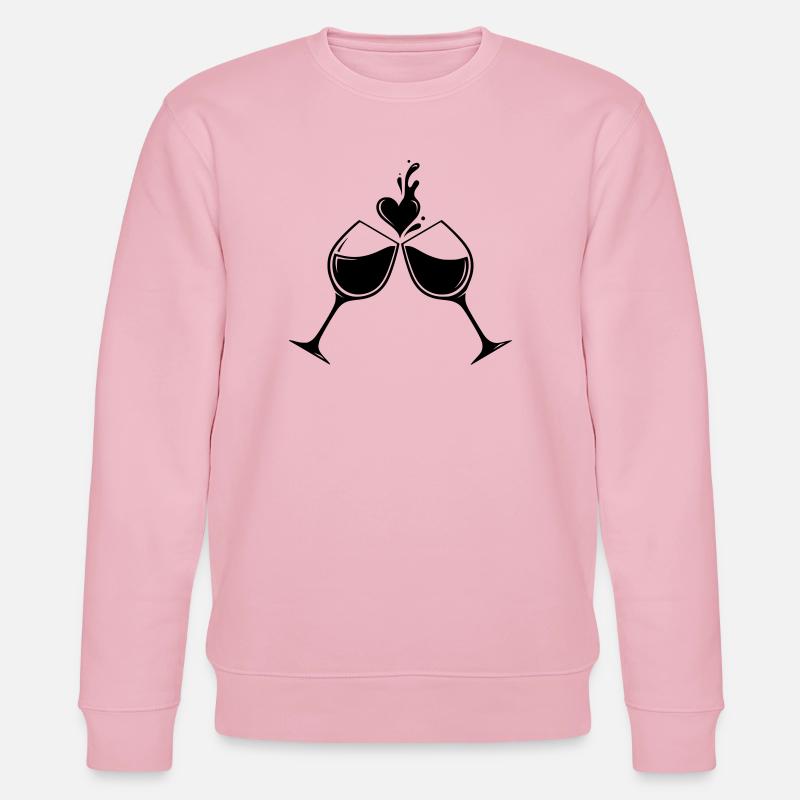 Weingläser Herz – Liebe & Genuss Design - Stanley/Stella Unisex Bio-Sweatshirt CHANGER  - Hellrosa