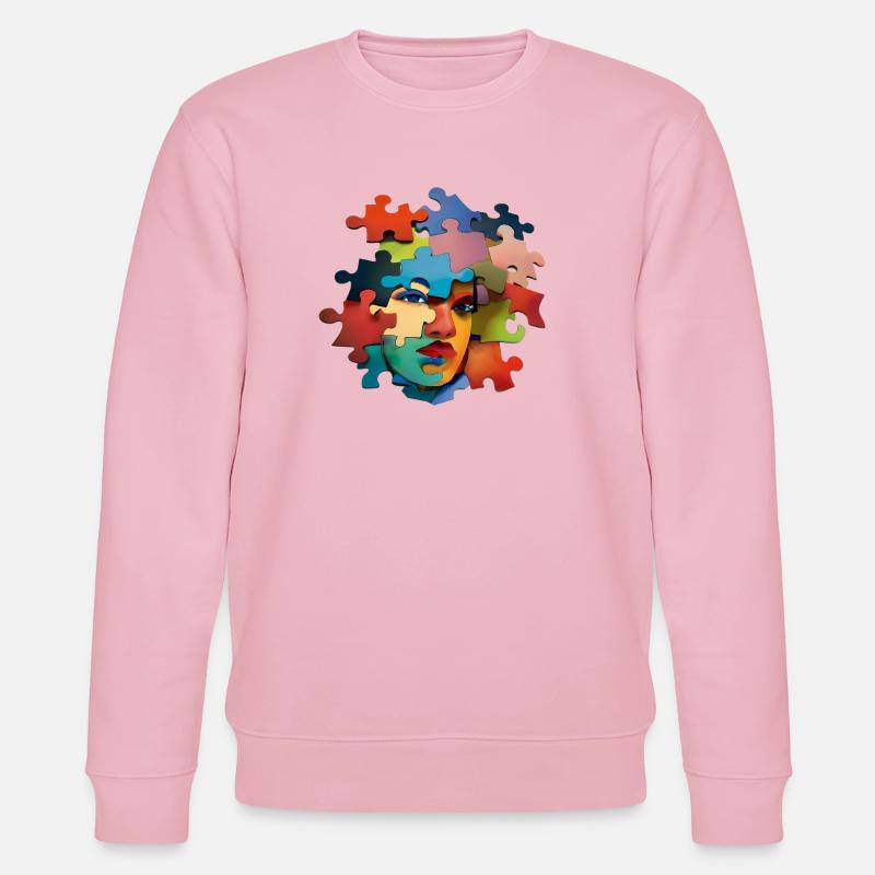 Puzzlesporträt Farbexplosion - Stanley/Stella Unisex Bio-Sweatshirt CHANGER  - Hellrosa