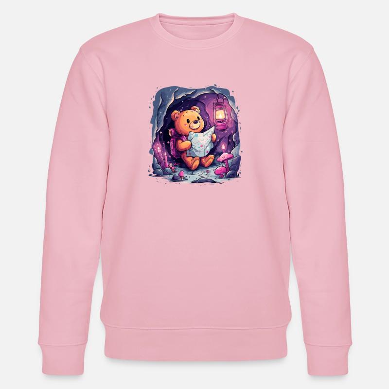 Teddybär auf Entdeckungstour - Stanley/Stella Unisex Bio-Sweatshirt CHANGER  - Hellrosa