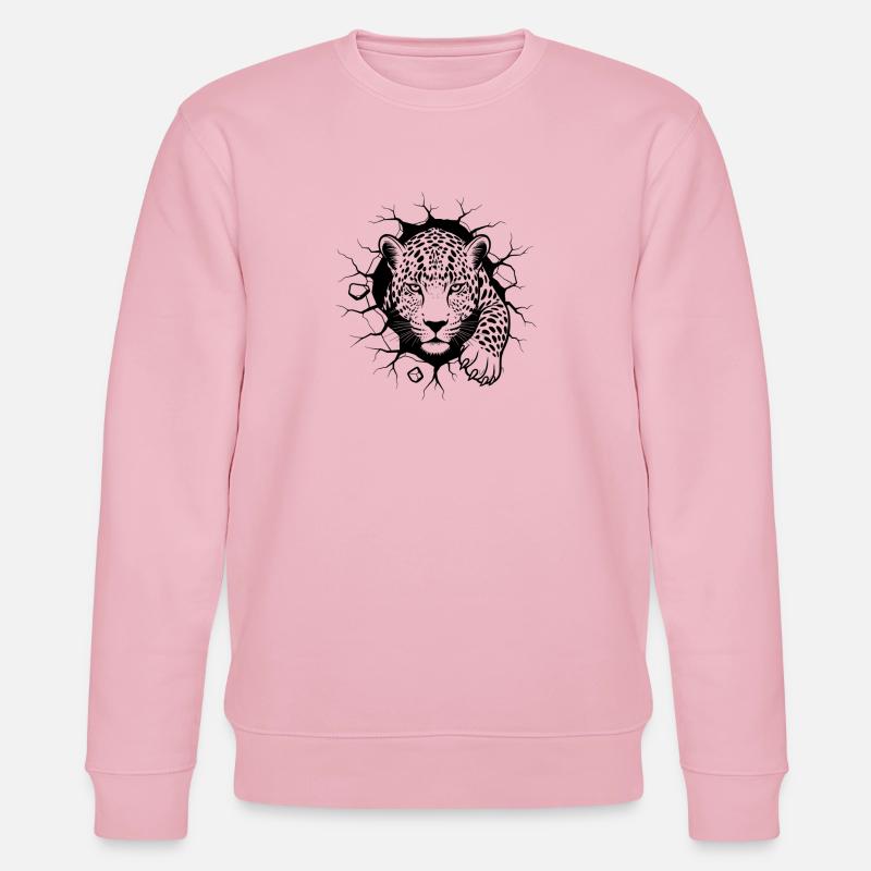 Leopard Wanddurchbruch Elegantes Wildtier - Stanley/Stella Unisex Bio-Sweatshirt CHANGER  - Hellrosa