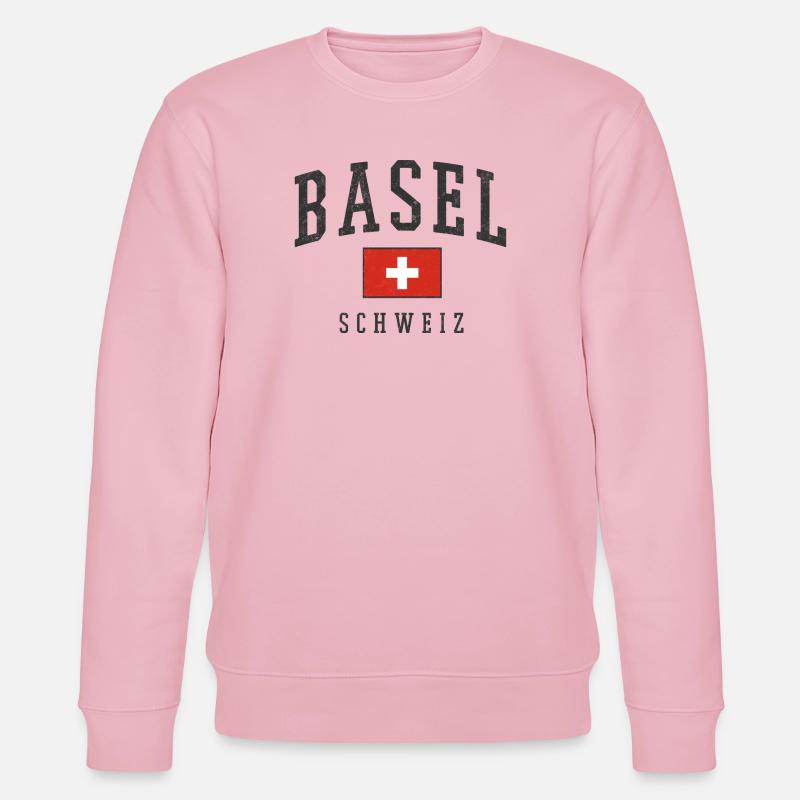 Bâle Suisse Design avec drapeau - Sweat bio CHANGER Stanley/Stella Unisexe - rose pâle