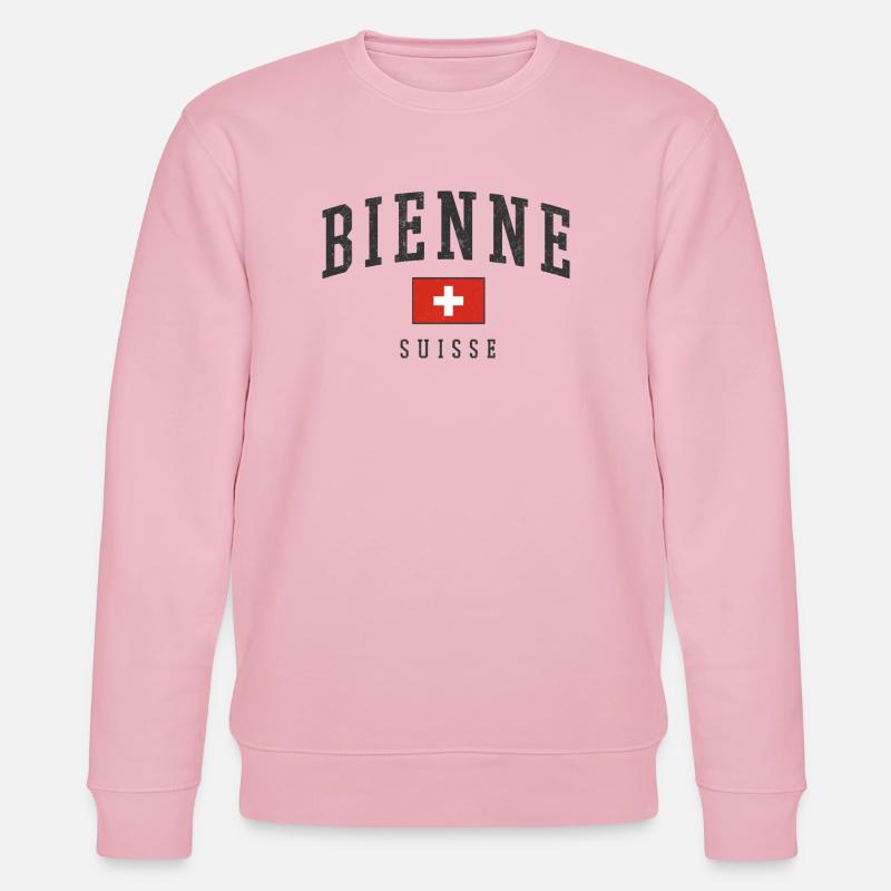 Bienne Suisse Design avec drapeau - Sweat bio CHANGER Stanley/Stella Unisexe - rose pâle