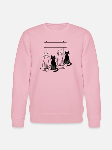 Waiting Cats Sign Personalizable Kids - Stanley/Stella CHANGER Unisex Organic Sweatshirt - cotton pink
