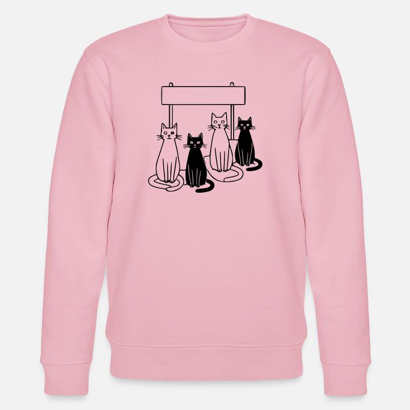 wartende katzen schild personalisierbar kinder - Stanley/Stella Unisex Bio-Sweatshirt CHANGER - Hellrosa