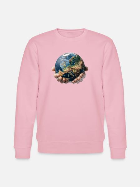 Earth in Hands: Global Responsibility - Stanley/Stella CHANGER Unisex Organic Sweatshirt - cotton pink