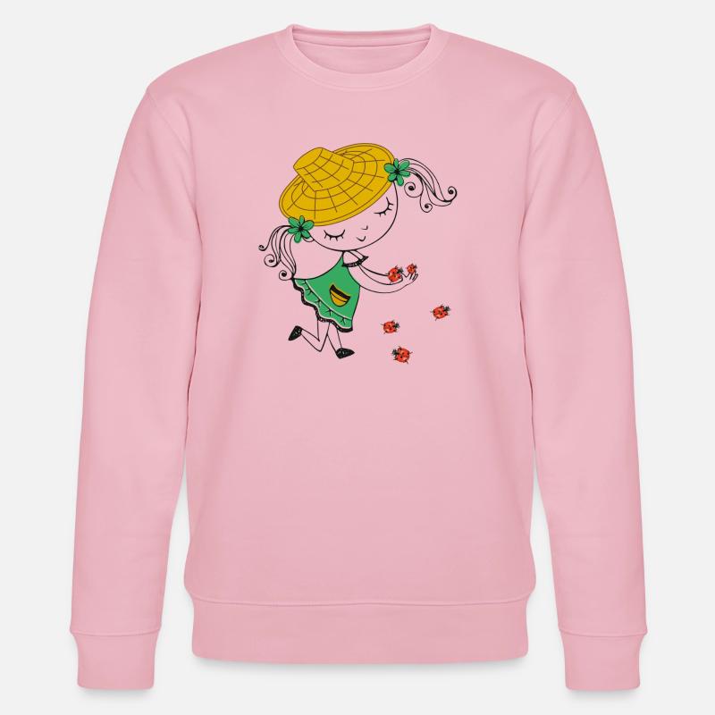 Mädchen mit Strohhut und Marienkäfer - Stanley/Stella Unisex Bio-Sweatshirt CHANGER  - Hellrosa