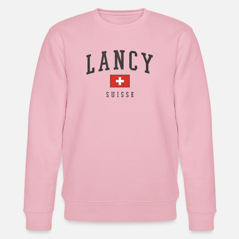 Lancy Suisse Typography Flag - Stanley/Stella CHANGER Unisex Organic Sweatshirt - cotton pink