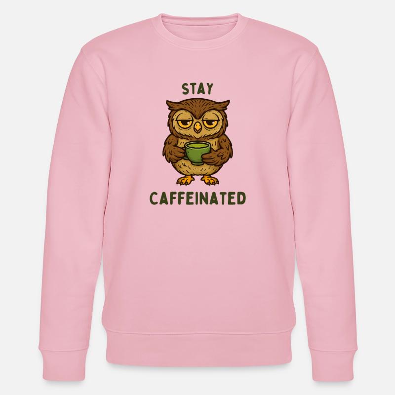 Stay Kaffeinated – Motif de la chouette - Sweat bio CHANGER Stanley/Stella Unisexe - rose pâle