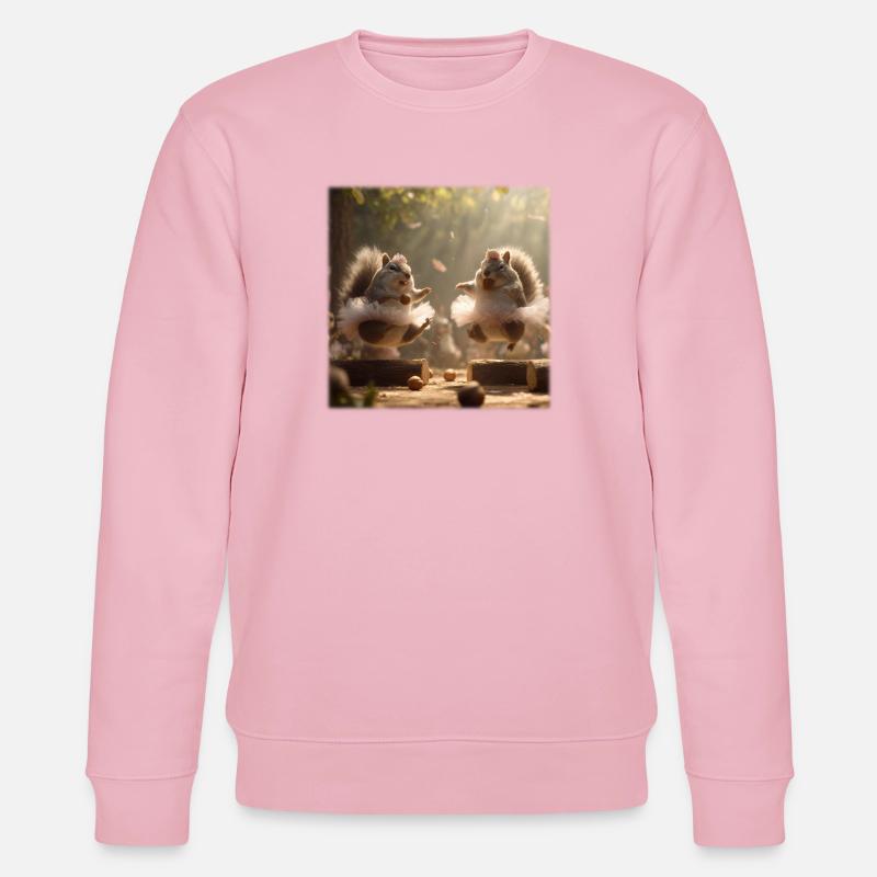 Tanzende Eichhörnchen im Tutu mit Eicheln - Stanley/Stella Unisex Bio-Sweatshirt CHANGER - Hellrosa