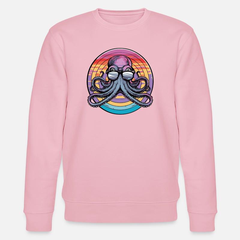 Octopus Retro Surf - Stanley/Stella CHANGER Unisex Organic Sweatshirt - cotton pink