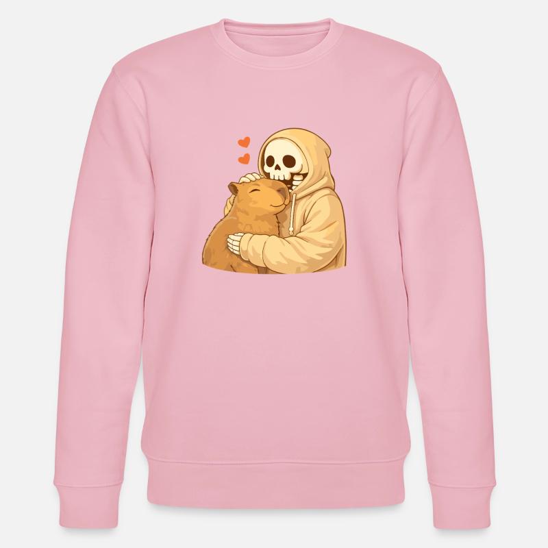 Cozy Skeleton with Capybara – Security - Stanley/Stella CHANGER Unisex Organic Sweatshirt - cotton pink