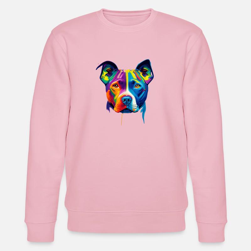 Bunte Pitbull-Hunde-Gesichtsmaler-Splatter-Kunst - Stanley/Stella Unisex Bio-Sweatshirt CHANGER  - Hellrosa