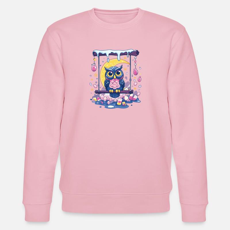 Mondnächtliche Eulen-Schaukelszene - Stanley/Stella Unisex Bio-Sweatshirt CHANGER  - Hellrosa