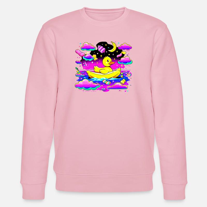 Bunte Quietscheente im Regenbogenboot - Stanley/Stella Unisex Bio-Sweatshirt CHANGER  - Hellrosa