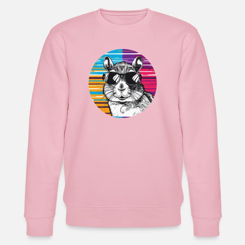 Hamster mit Sonnenbrille - Stanley/Stella Unisex Bio-Sweatshirt CHANGER  - Hellrosa
