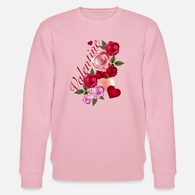 Rosengirlande mit Herzen im romantischer Stil - Stanley/Stella Unisex Bio-Sweatshirt CHANGER  - Hellrosa