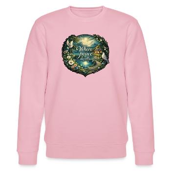 Wo Frieden wohnt - Stanley/Stella Unisex Bio-Sweatshirt CHANGER  - Hellrosa - Vorne - Jaron (178cm) & Liana (172cm)