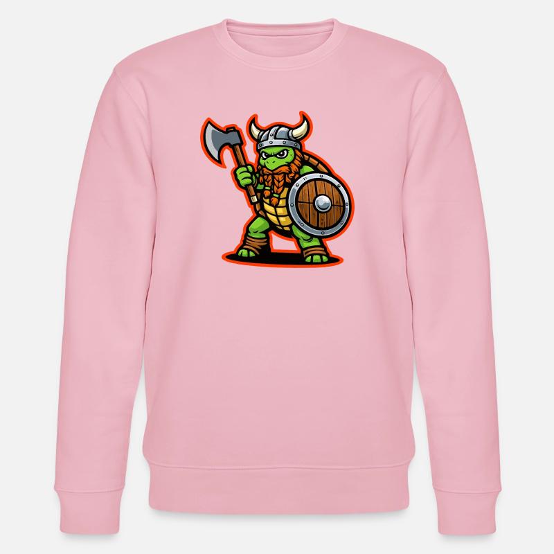 Wikinger-Schildkröte-Krieger-Axt-Schild-Maskottchen - Stanley/Stella Unisex Bio-Sweatshirt CHANGER  - Hellrosa