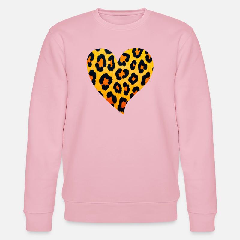 Leopard Heart Pattern - Stanley/Stella CHANGER Unisex Organic Sweatshirt - cotton pink