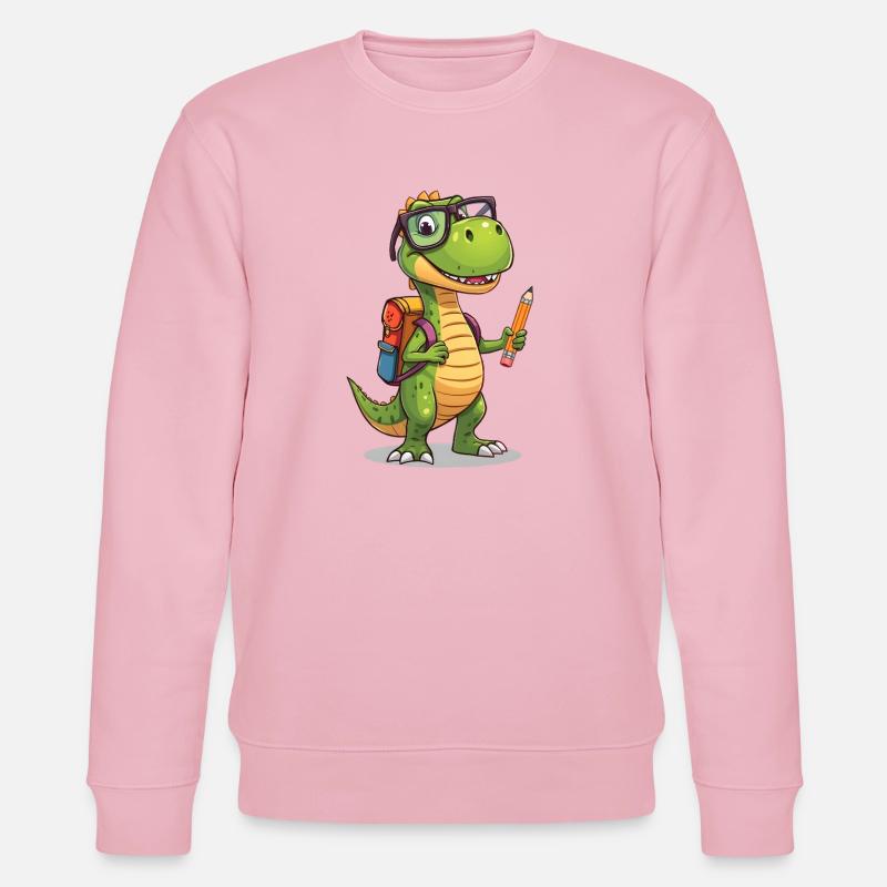 Dino-Gelehrter mit Bleistift - Stanley/Stella Unisex Bio-Sweatshirt CHANGER  - Hellrosa